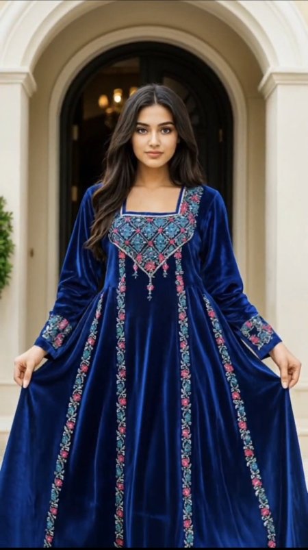 ثوب مخمل مطرز تصميم "رونق الأمس"