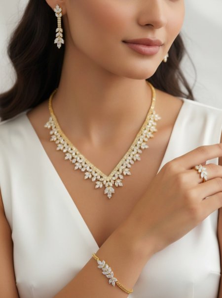 طقم كرستال فاخر – بديل الذهب مطابق للذهب تماماً