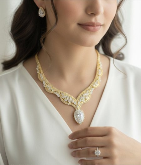 طقم كرستال فاخر – بديل الذهب مطابق للذهب تماماً