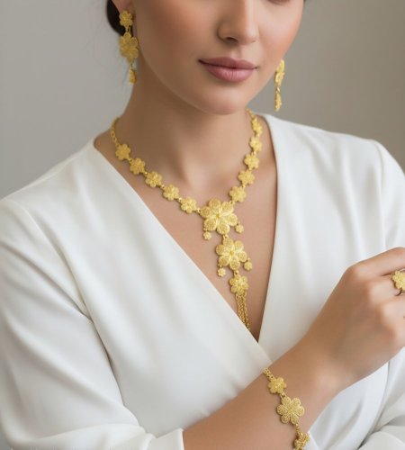 طقم مجوهرات ذهبية ناعمة