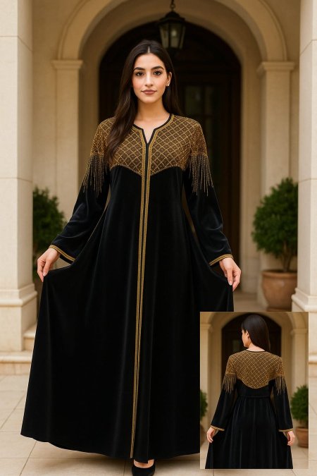 فستان مخمل مرصع